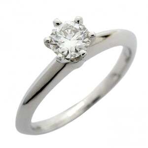 Tiffany Solitaire Ring, 1PD, Pt950 Platinum, Diamond, 0.30ct, Size 6, Women's